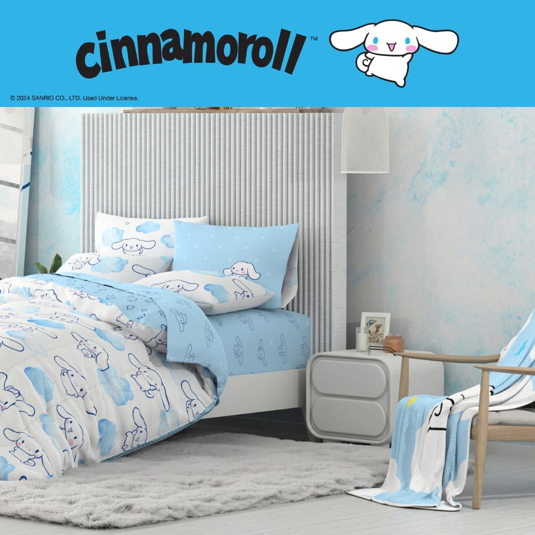 Cinnamoroll Bouncing Clouds Microfiber Sheet Set Home Goods Franco Manufacturing Co Inc
