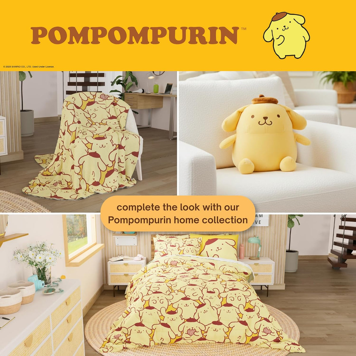 Pompompurin Throw Blanket (On Repeat) Home Goods Franco Manufacturing Co Inc