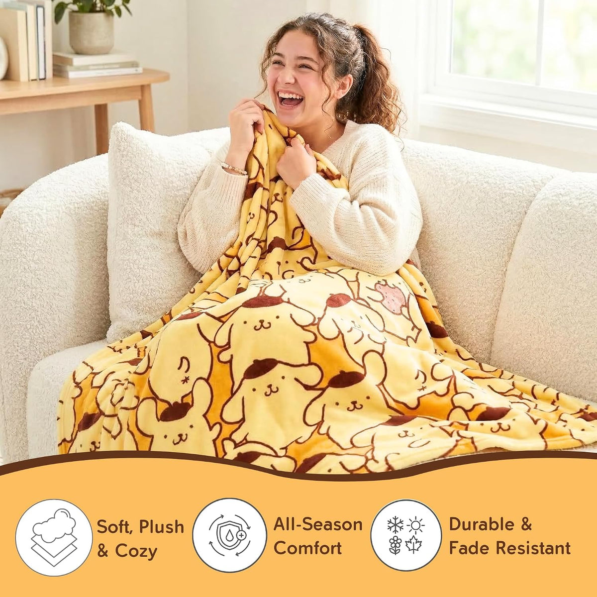 Pompompurin Throw Blanket (On Repeat) Home Goods Franco Manufacturing Co Inc
