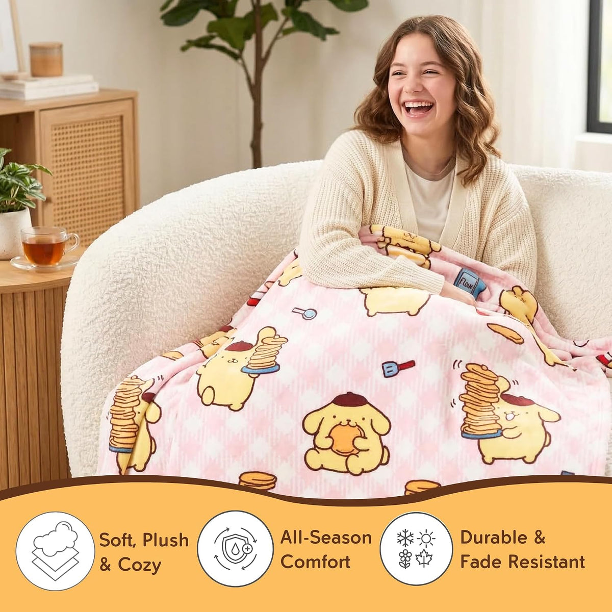 Pompompurin Throw Blanket (Pancakes) Home Goods Franco Manufacturing Co Inc