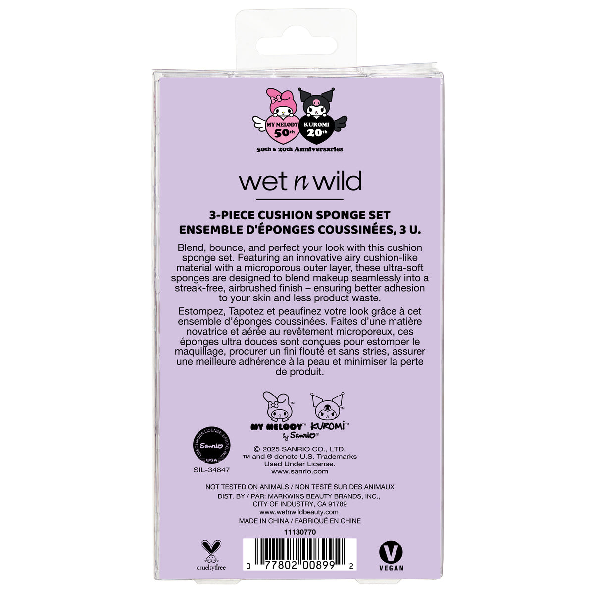 My Melody & Kuromi x Wet n Wild 3-Piece Cushion Sponge Set Beauty MARKWINS