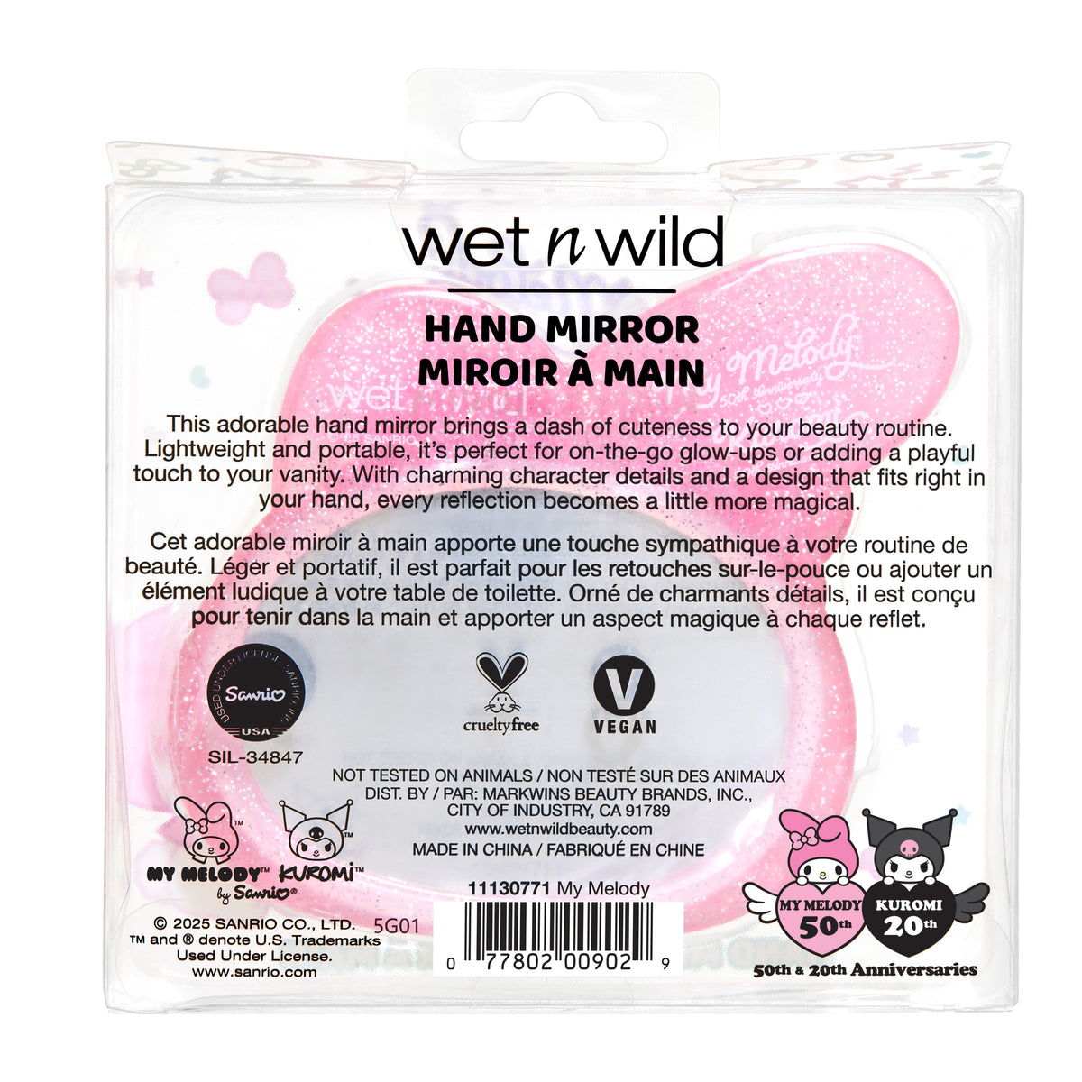 My Melody & Kuromi x Wet n Wild Hand Mirror (My Melody) Beauty MARKWINS