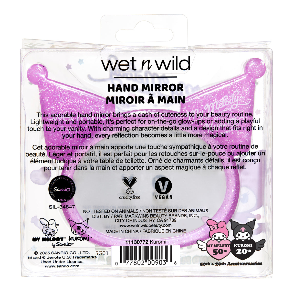 My Melody & Kuromi x Wet n Wild Hand Mirror (Kuromi) Beauty MARKWINS