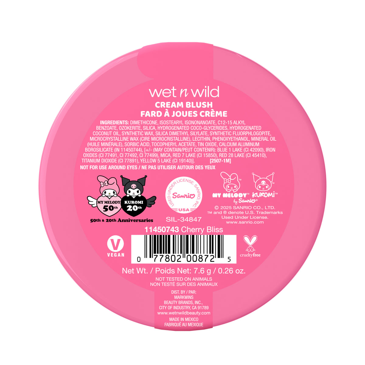 My Melody & Kuromi x Wet n Wild Swirl Cream Blush (My Melody) Beauty MARKWINS