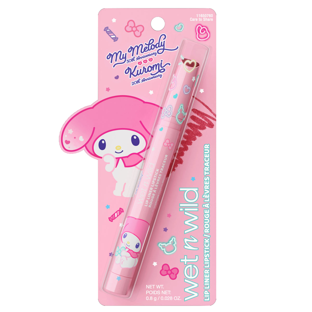 My Melody & Kuromi x Wet n Wild Glossy Lip Liner Lipstick (My Melody)
