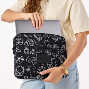 Hello Kitty x Aloha Collection Keep It Light 13" Laptop Case (Black & White Icons) Bags Aloha Collection Inc