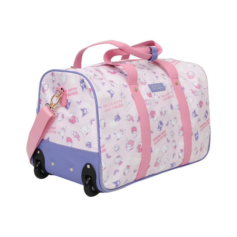 Hello Kitty and Friends All-Over Print Rolling Duffle Bag Travel BIOWORLD   