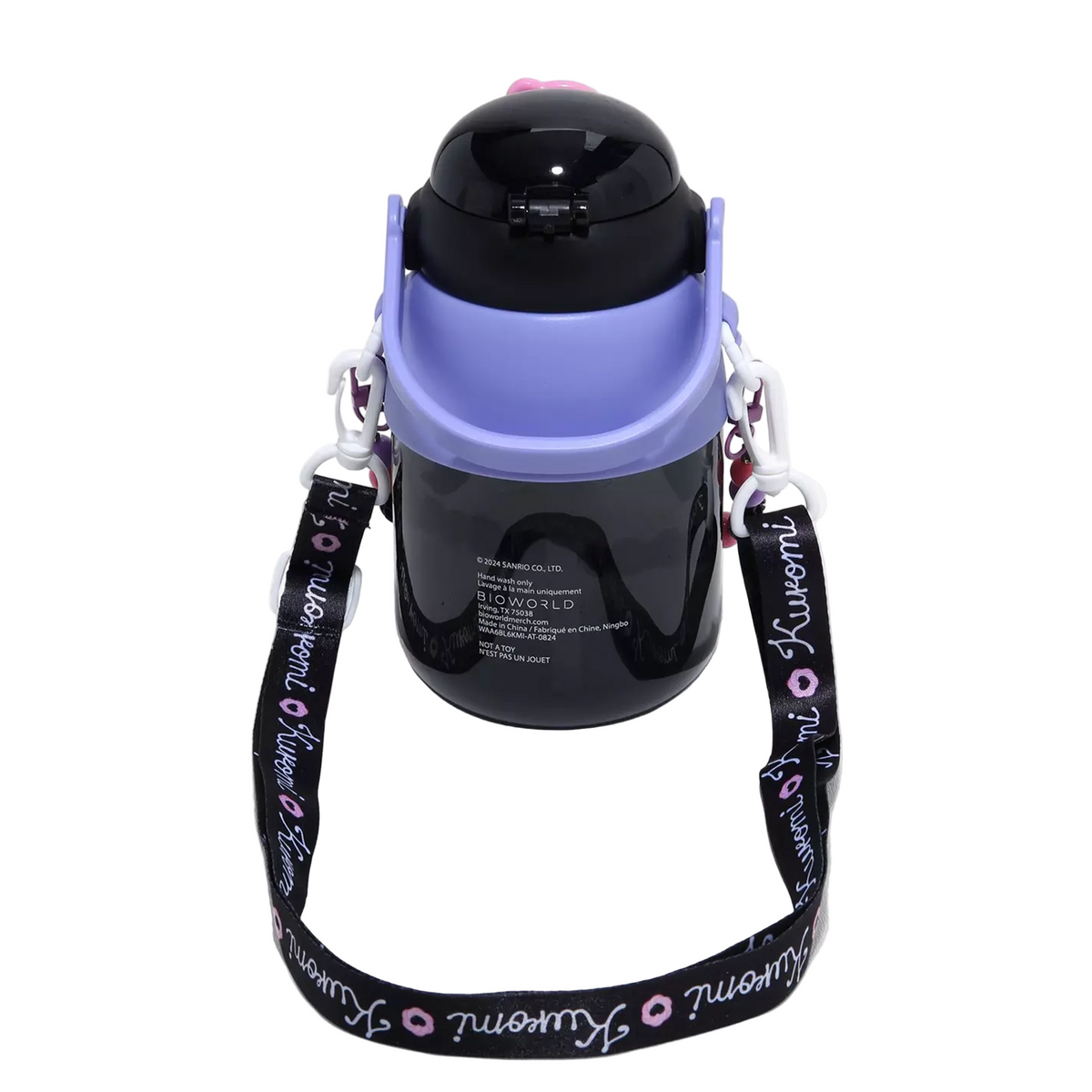 Kuromi Travel Water Bottle With Lanyard Home Goods BIOWORLD