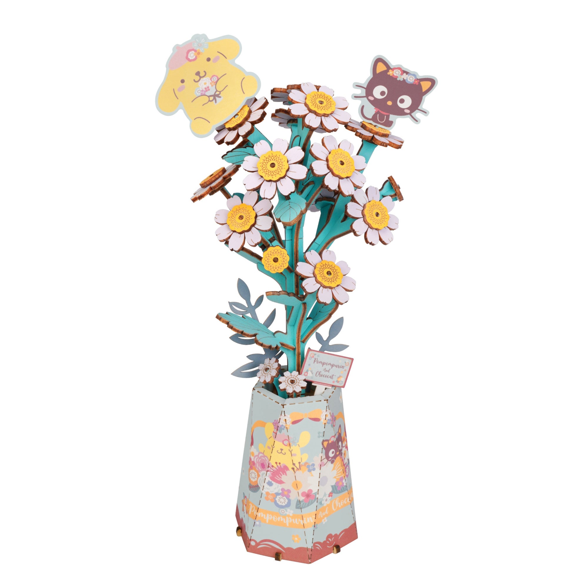 Pompompurin & Chococat Chamomile 3D Wooden Flower Puzzle Kit Toys&Games Hands Craft