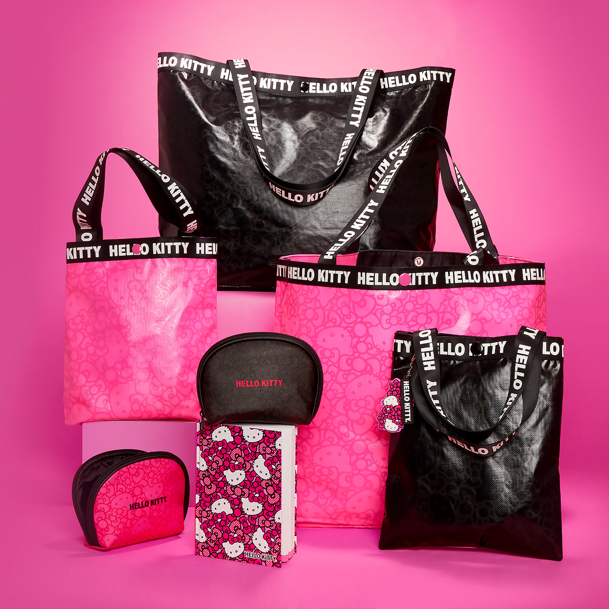 Silver Victoria Secret PINK Tote Bag ~ Silver / Black Logo Shiny Front Logo