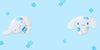 Two Cinnamoroll plush toys with blue flower accents and embroidered blue facial features, shown on a light blue background with matching blue flower motifs.