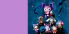 Halloween Shop | Fang-tastic! Collection of Plush and Mascots against a spooky background with bats.