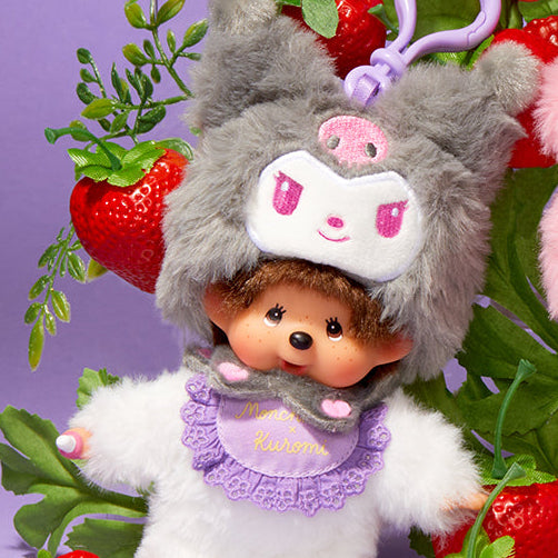 Kuromi x Monchhichi Plush Mascot Keychain (Monchhichi)
