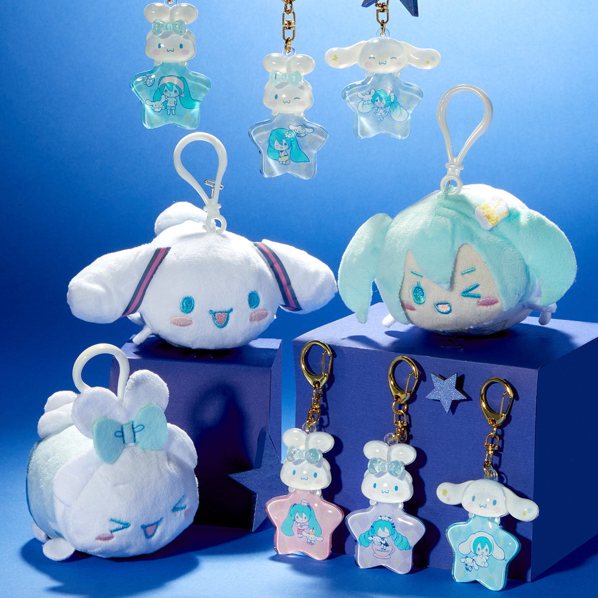 Hatsune Miku x Cinnamoroll Potekoro Mini Plush Mascot Clip Blind Box