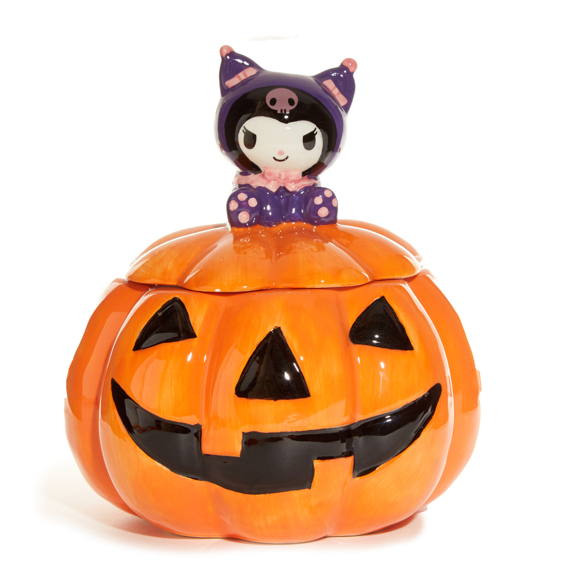 Kuromi Jack-O-Lantern Lidded Ceramic Candy Bowl Home Goods Blue Sky