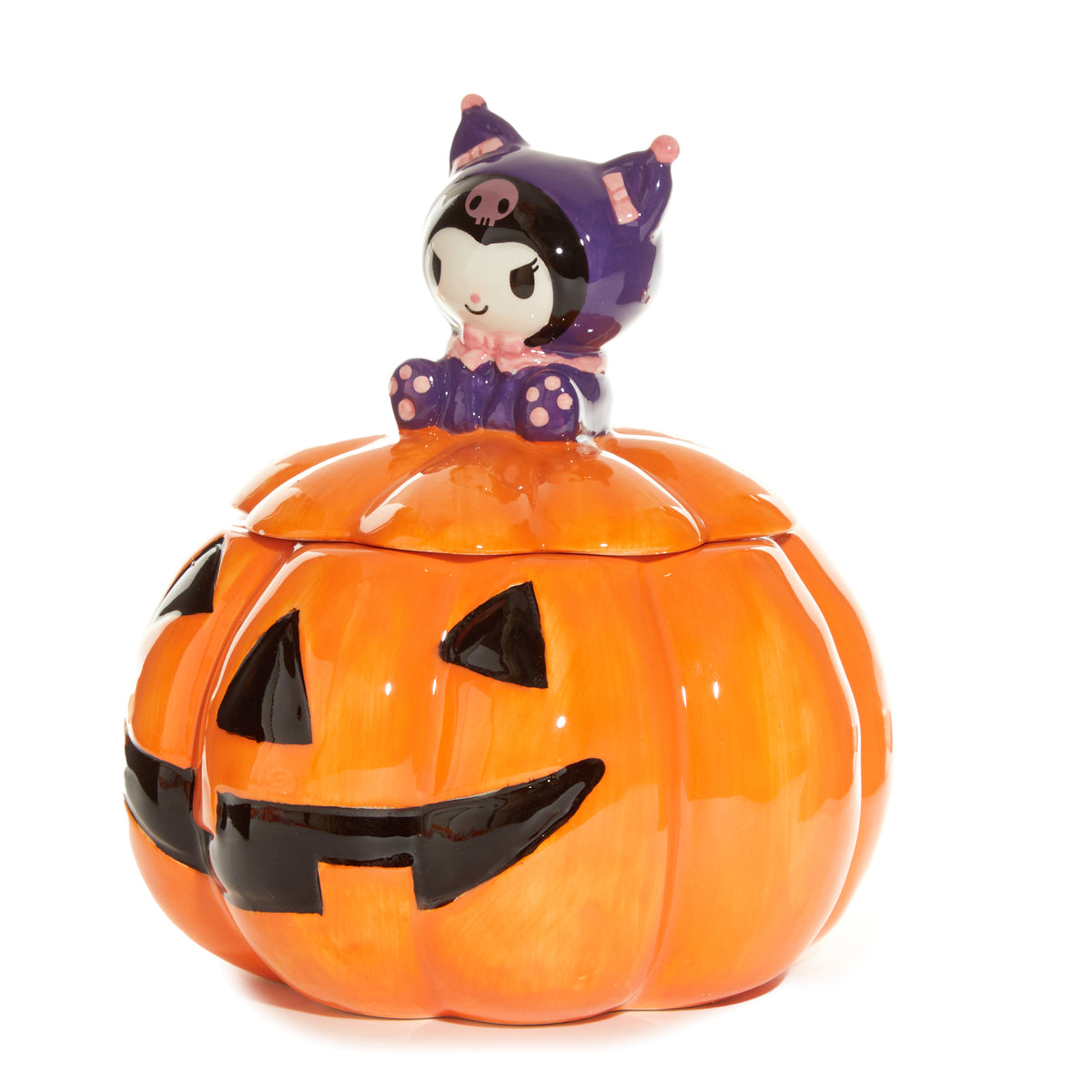 Kuromi Jack-O-Lantern Lidded Ceramic Candy Bowl Home Goods Blue Sky