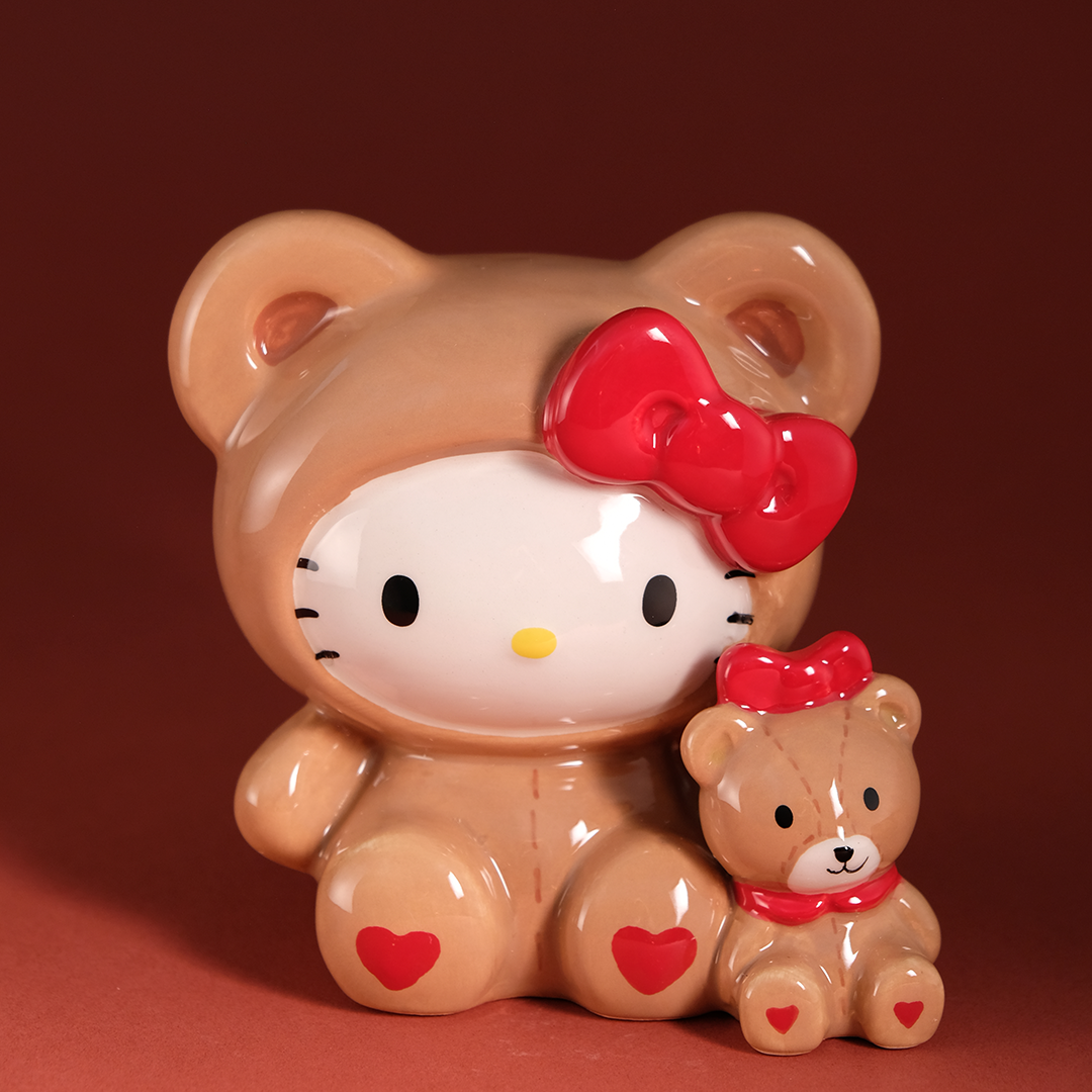 Hello Kitty & Teddy Bear Love Ceramic Figurine Home Goods Blue Sky