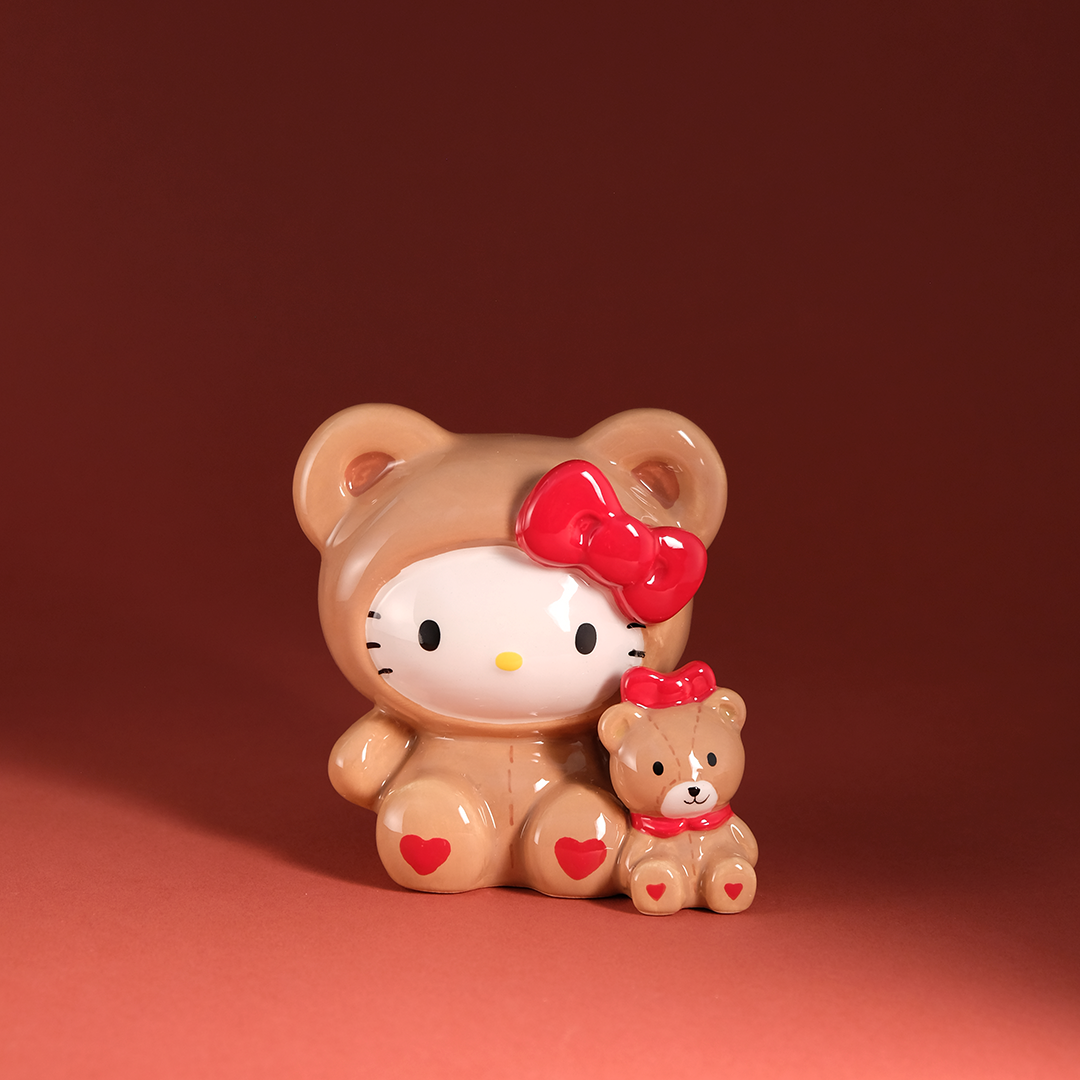 Hello Kitty & Teddy Bear Love Ceramic Figurine Home Goods Blue Sky