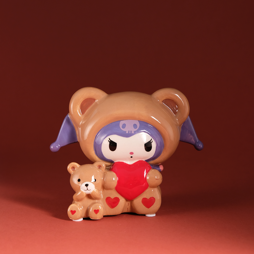 Kuromi & Teddy Bear Love Ceramic Figurine Home Goods Blue Sky