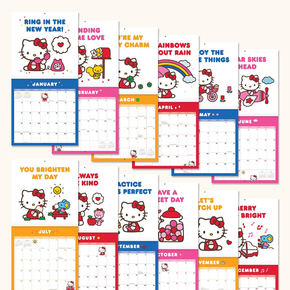 Hello Kitty x Studio Oh! 2026 Playful Pink Wall Calendar Stationery Studio Oh!