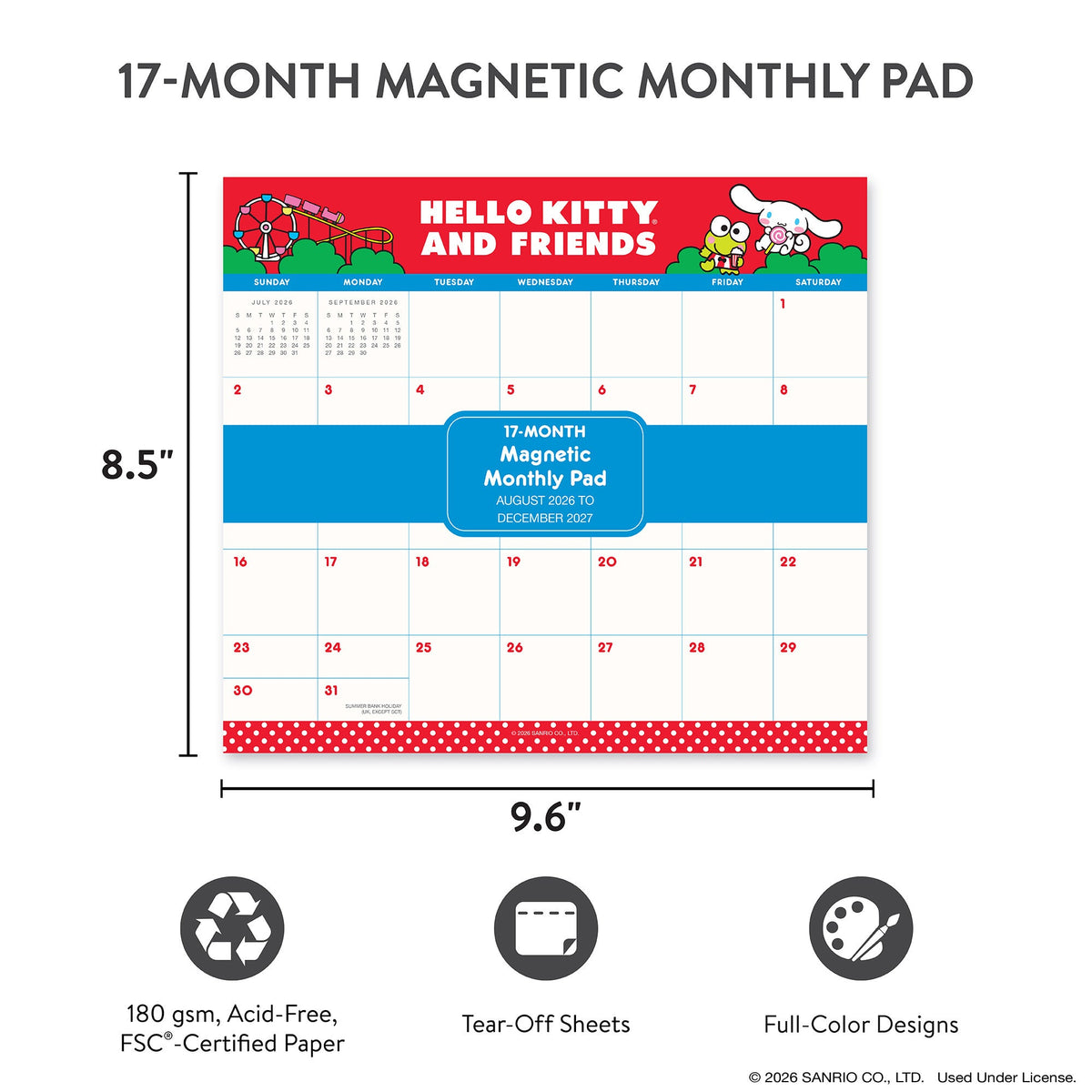 Hello Kitty and Friends 2027 Retro Magnetic Monthly Pad