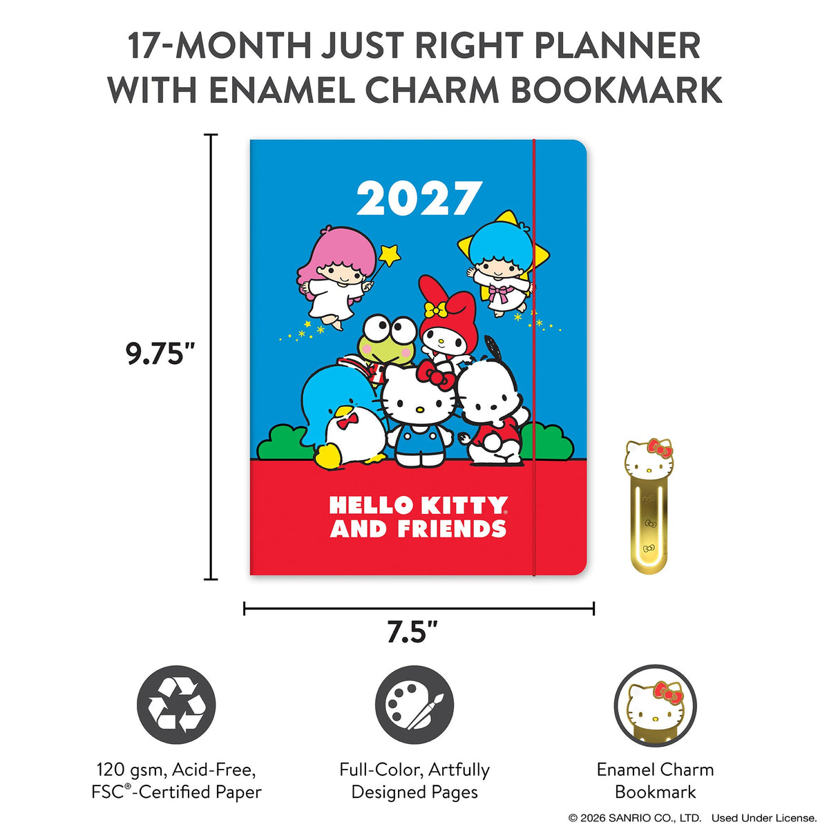 Hello Kitty and Friends 2027 Retro Just Right Monthly Planner & Bookmark