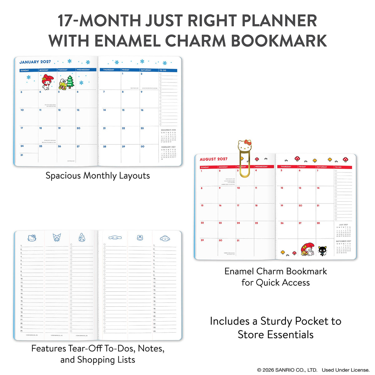 Hello Kitty and Friends 2027 Retro Just Right Monthly Planner & Bookmark