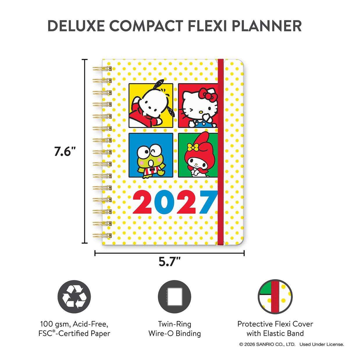 Hello Kitty and Friends 2027 Retro Deluxe Compact Flexi Planner