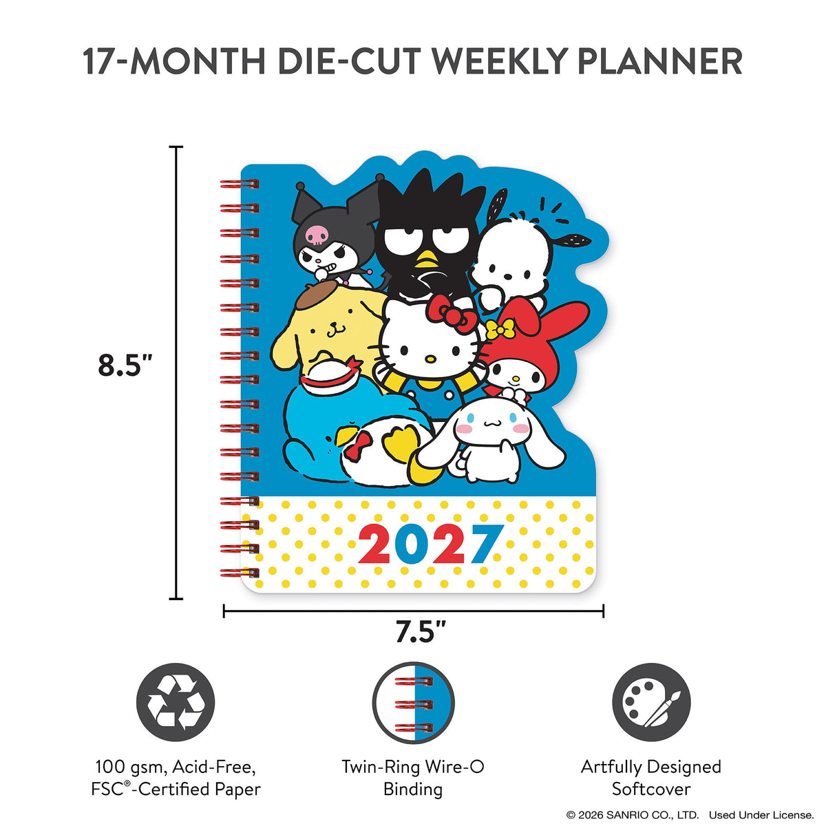 Hello Kitty and Friends 2027 Retro Die-Cut Weekly Planner