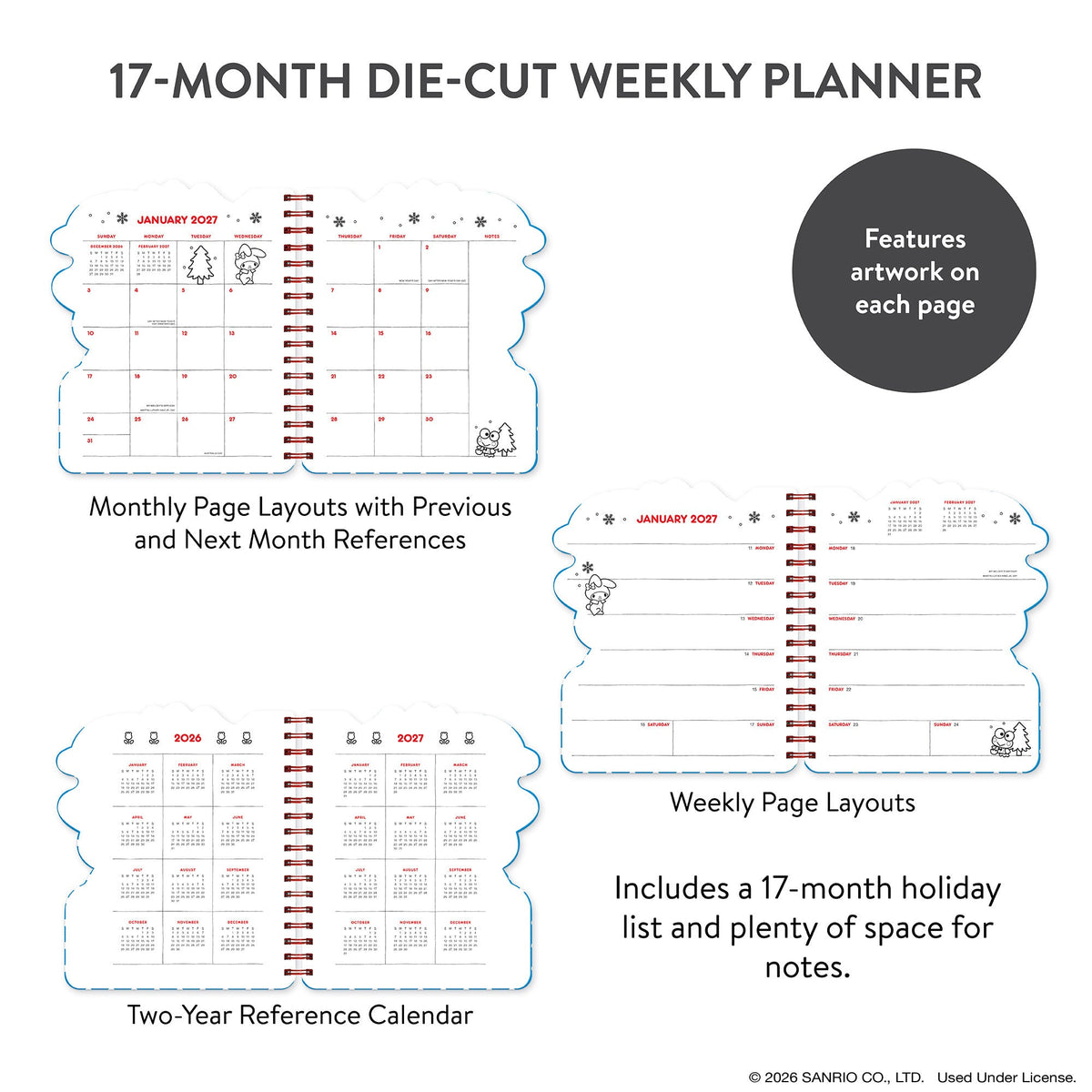 Hello Kitty and Friends 2027 Retro Die-Cut Weekly Planner