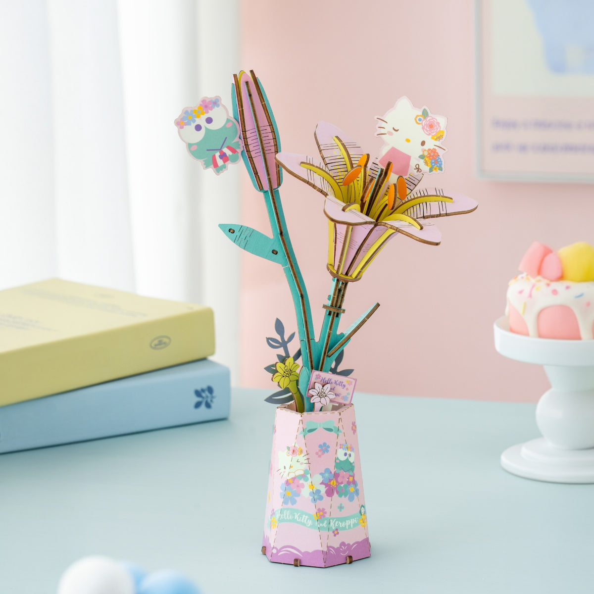 Keroppi & Hello Kitty Lily 3D Wooden Flower Puzzle Kit Toys&Games Hands Craft