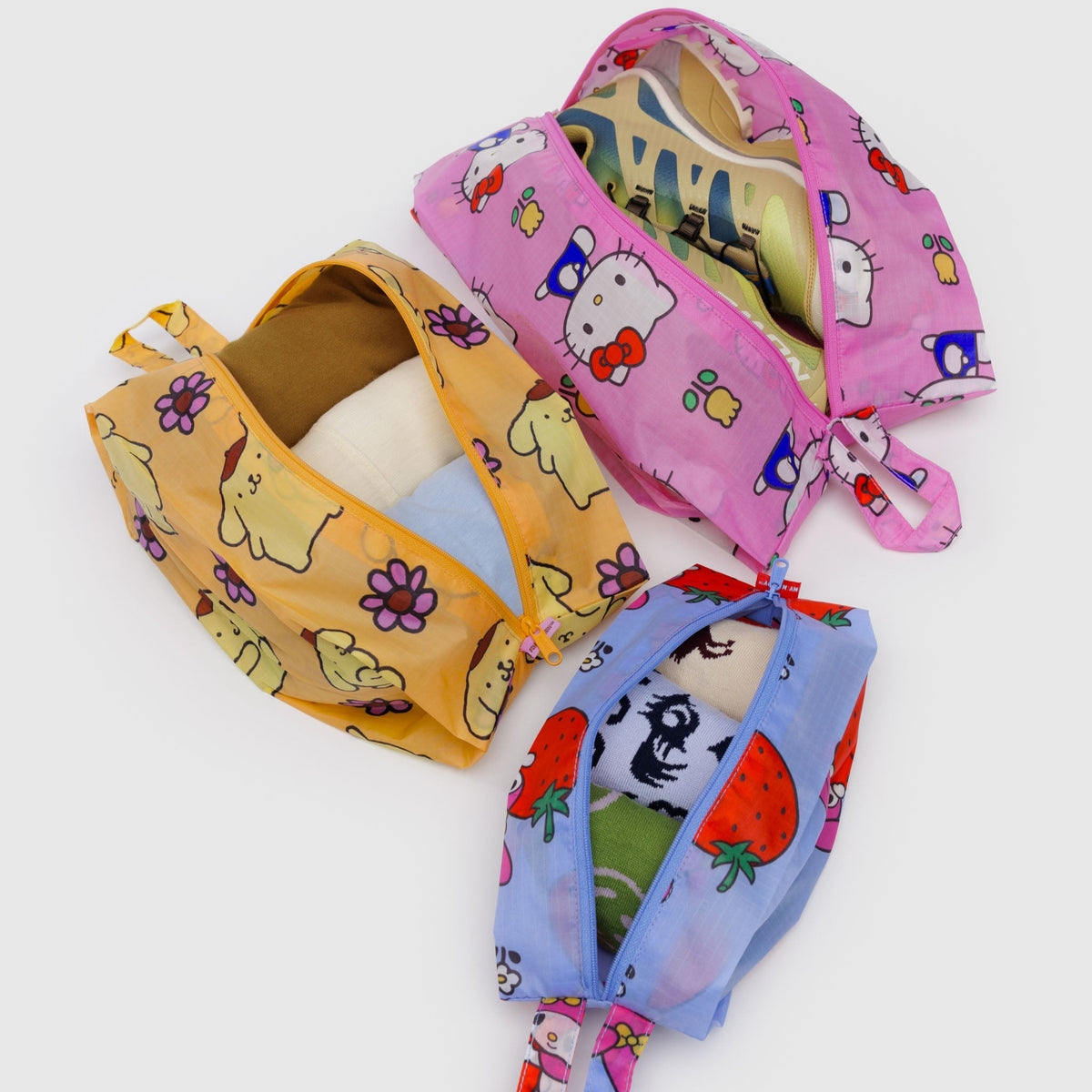 Hello Kitty and Friends x Baggu 3-pc Zipper Pouch Set (Fruits + Florals) Bags Baggu Corporation