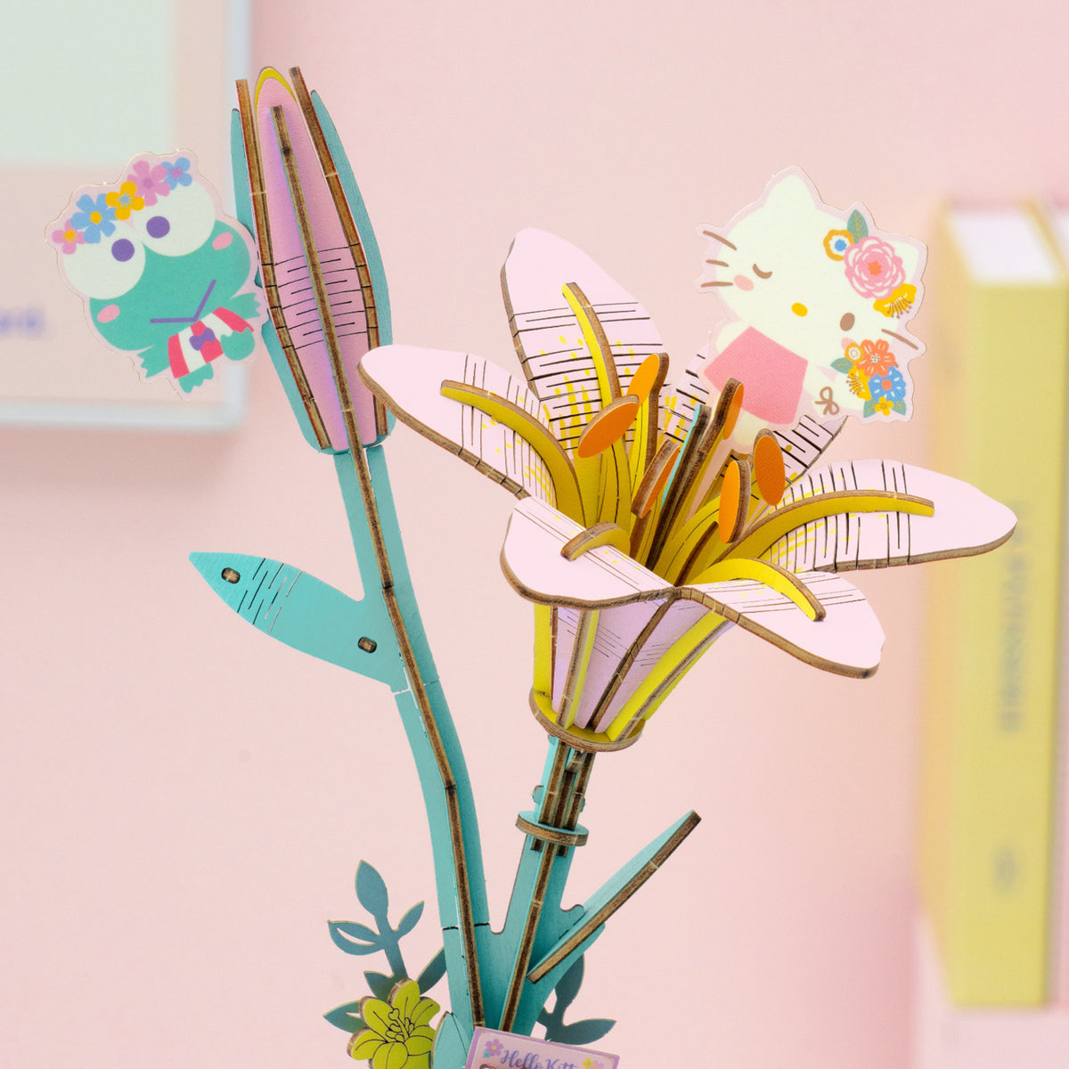 Keroppi & Hello Kitty Lily 3D Wooden Flower Puzzle Kit Toys&Games Hands Craft