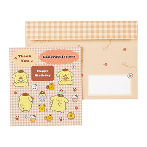 Pompompurin Stickers and Greeting Card (Small Gift Series) Stationery Japan Original   