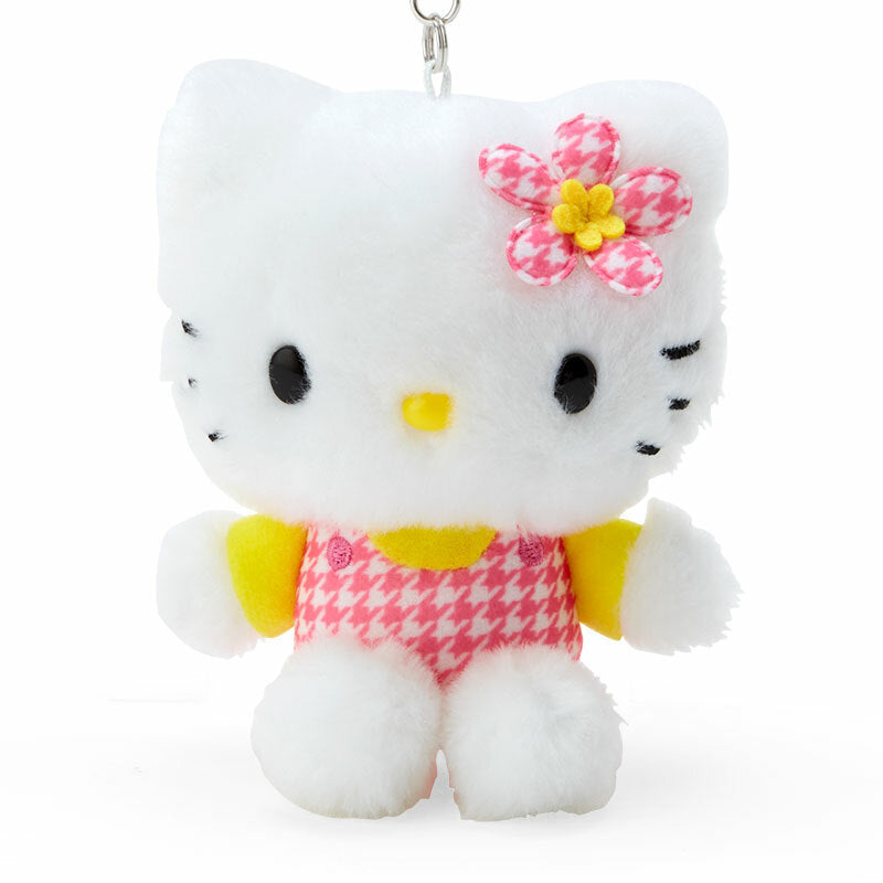 Hello Kitty Plush Mascot Keychain (Floral Houndstooth Series) Accessory Japan Original   