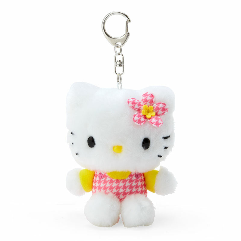 Hello Kitty Plush Mascot Keychain (Floral Houndstooth Series) Accessory Japan Original   