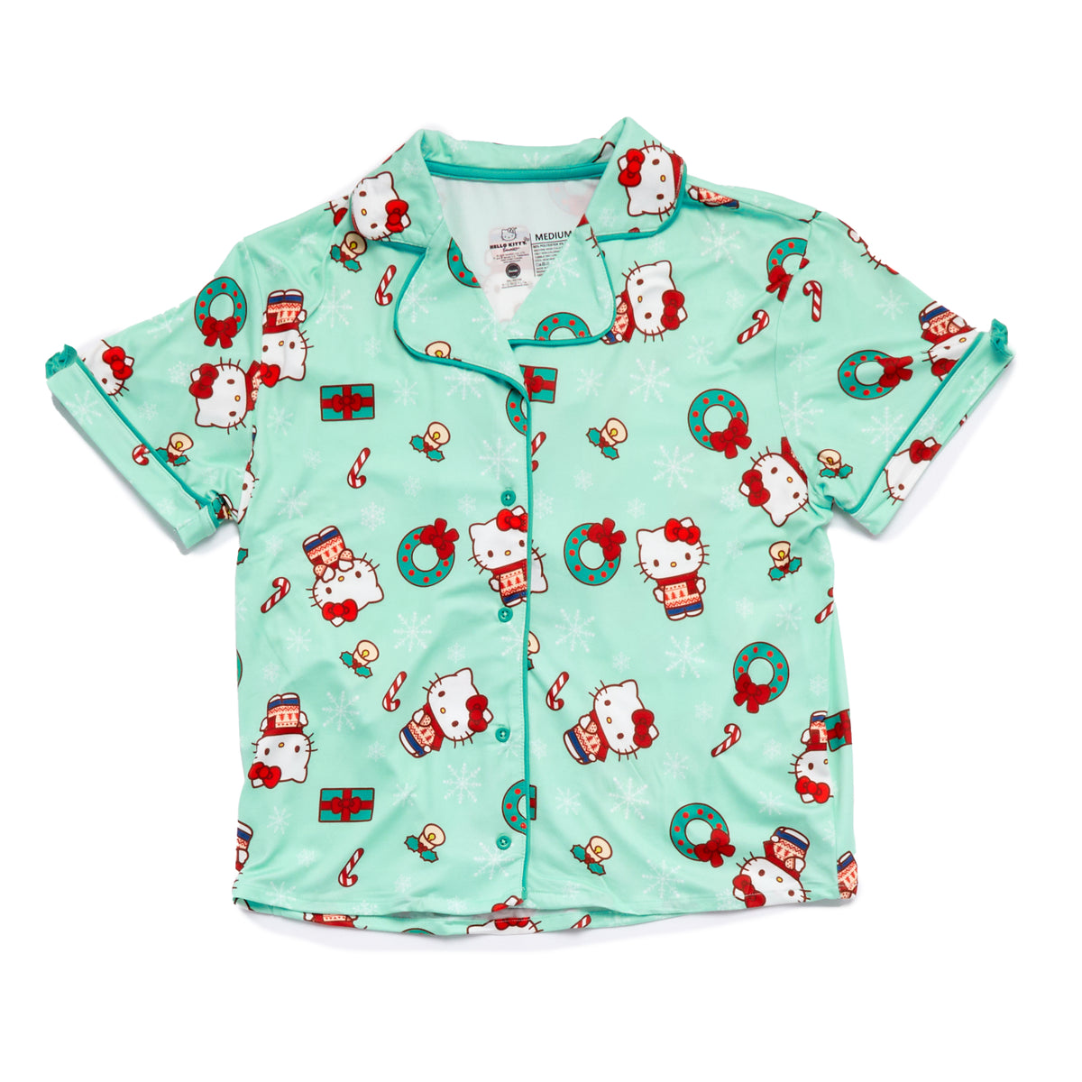 Hello Kitty Holiday Wreath 2-pc Loungewear Set (Green) Apparel BIOWORLD