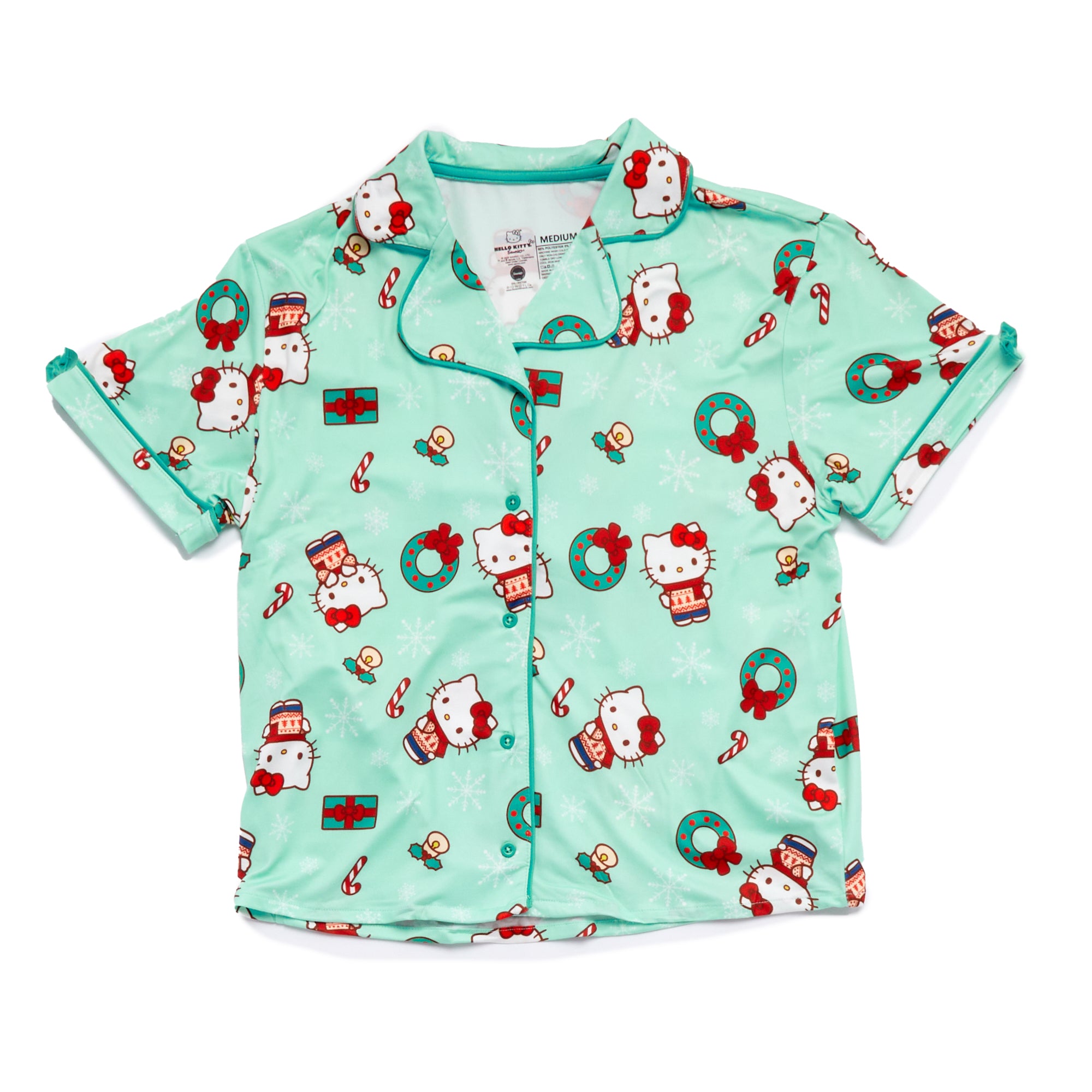 Hello Kitty Holiday Wreath 2-pc Loungewear Set (Green) Apparel BIOWORLD