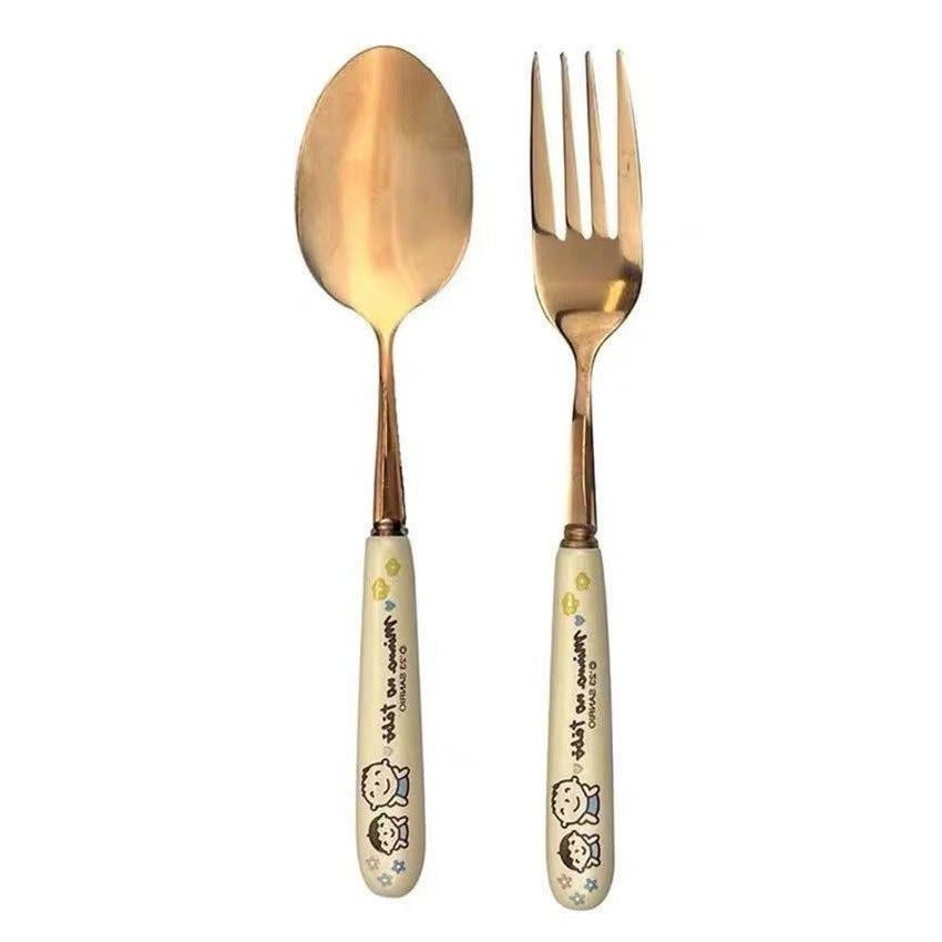 Utensil set - 2 spoon /2 fork/ travel pouch - PINK - The Fancy