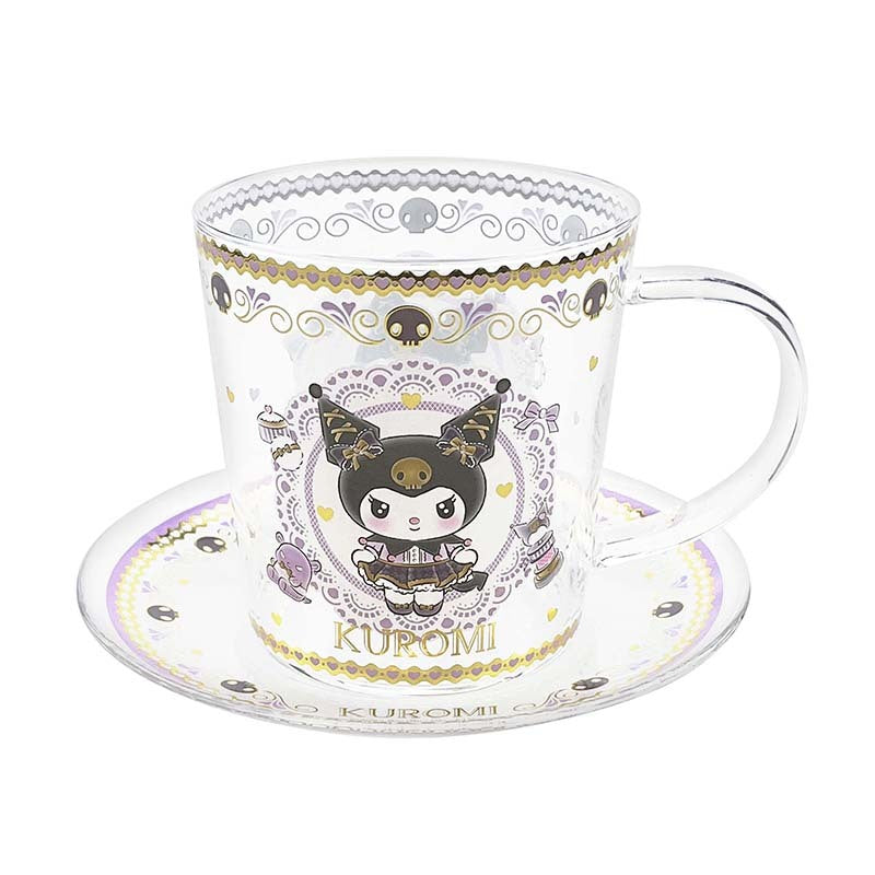 Kuromi Glass Cup and Saucer Set (Fancy Ribbons Series)