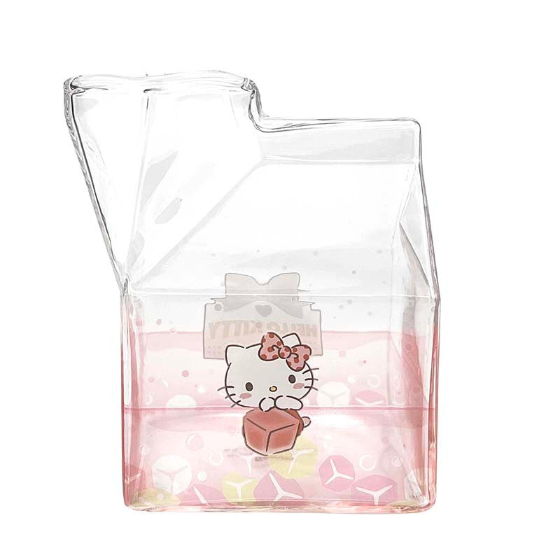 Hello Kitty Kawaii Glass Milk Carton Cup Home Goods Global Original   