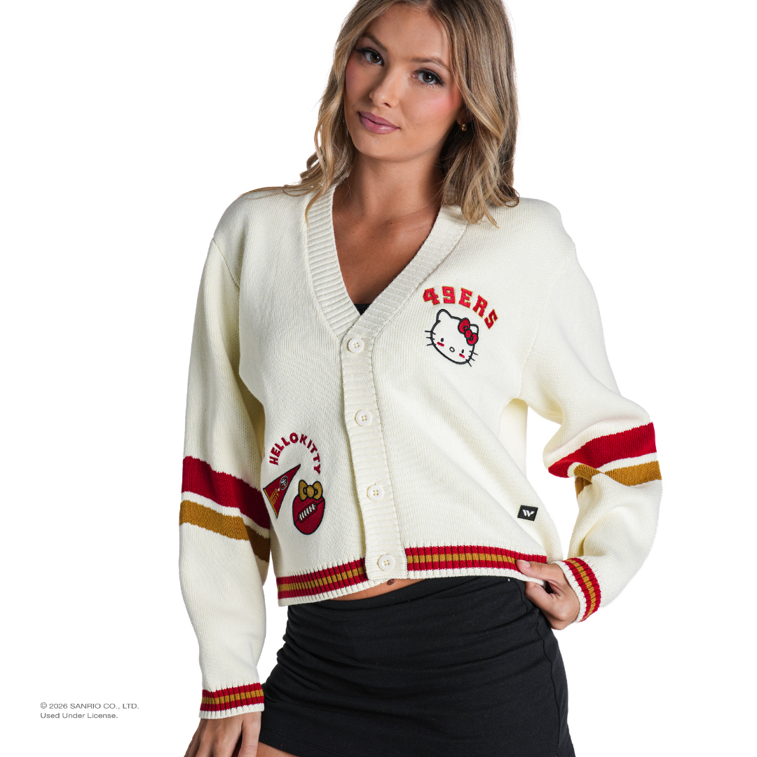 Hello Kitty x The Wild Collective San Francisco 49ers Cropped Cardigan Apparel The Wild Collective