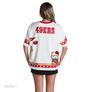 Hello Kitty x The Wild Collective San Francisco 49ers Drop Shoulder Boyfriend Tee Apparel The Wild Collective