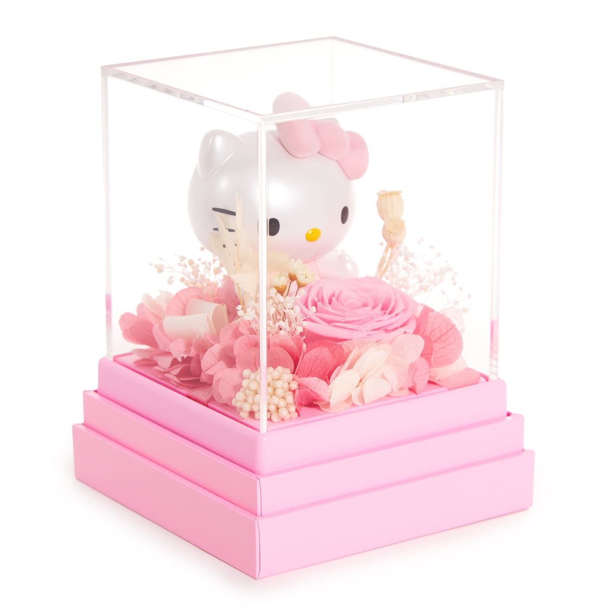 Hello Kitty Preserved Flower M Figurine (Pink Melody - Heartfelt Gift Series) Home Goods Mascot Fun Inc