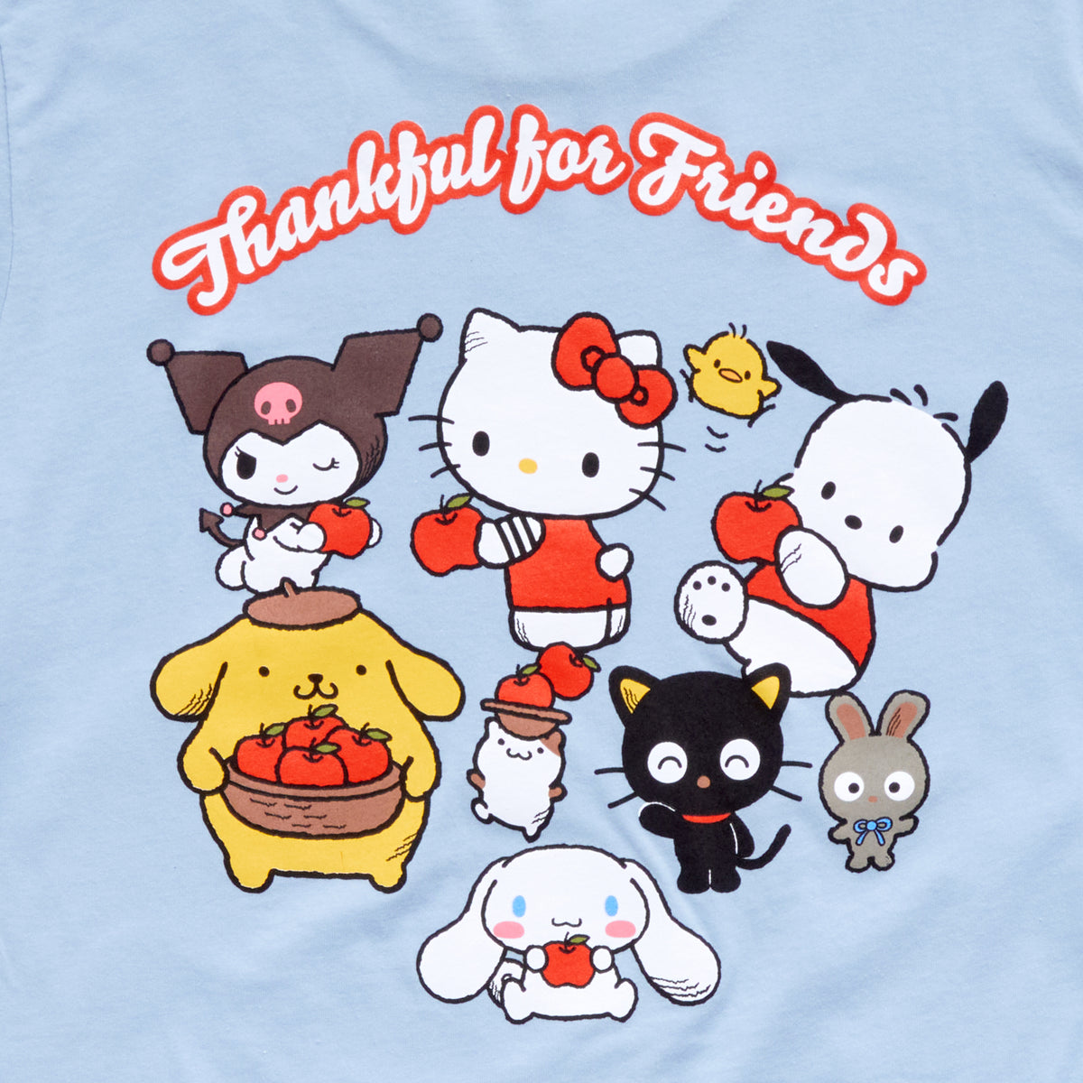 Chococat Adult Thankful For Friends Tee (Light Blue) Apparel Mad Engine Global LLC