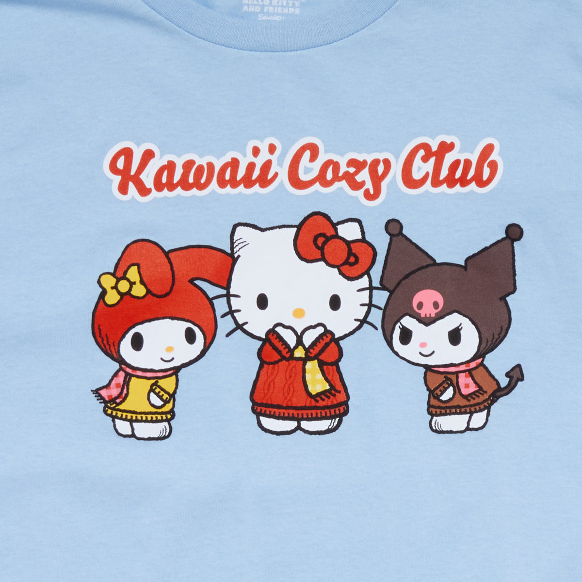 Hello Kitty and Friends Big Kids Kawaii Cozy Club Tee (Light Blue) Apparel Mad Engine Global LLC