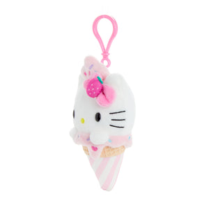 Hello Kitty Strawberry Plush Mascot Clip (Ice Cream Treat Series) Accessory NAKAJIMA CORPORATION