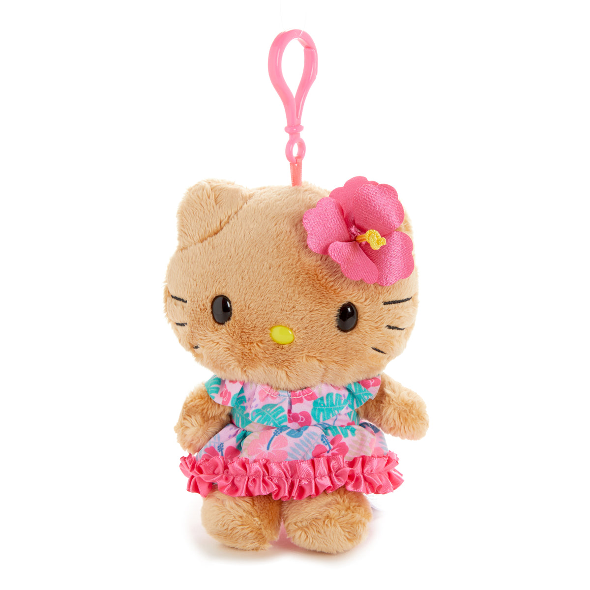 Hello Kitty Tan Plush Mascot Clip (Island Hibiscus Series) Plush NAKAJIMA CORPORATION