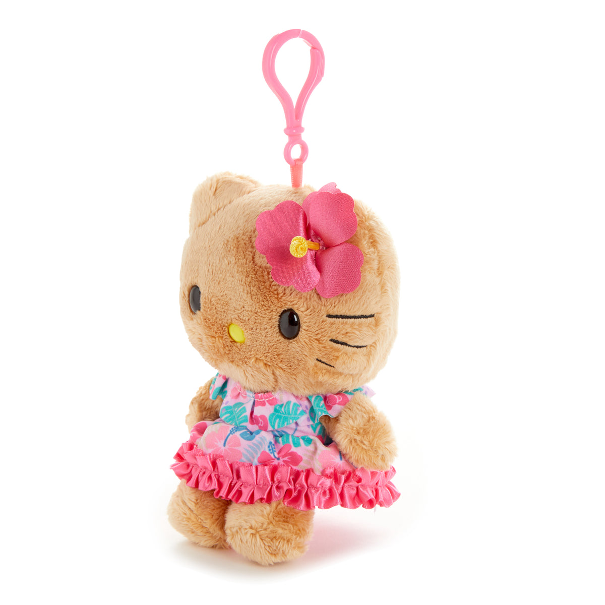Hello Kitty Tan Plush Mascot Clip (Island Hibiscus Series) Plush NAKAJIMA CORPORATION