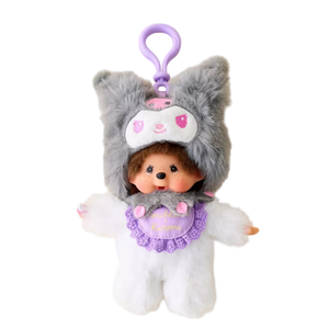 Kuromi x Monchhichi Plush Mascot Keychain (Monchhichi)
